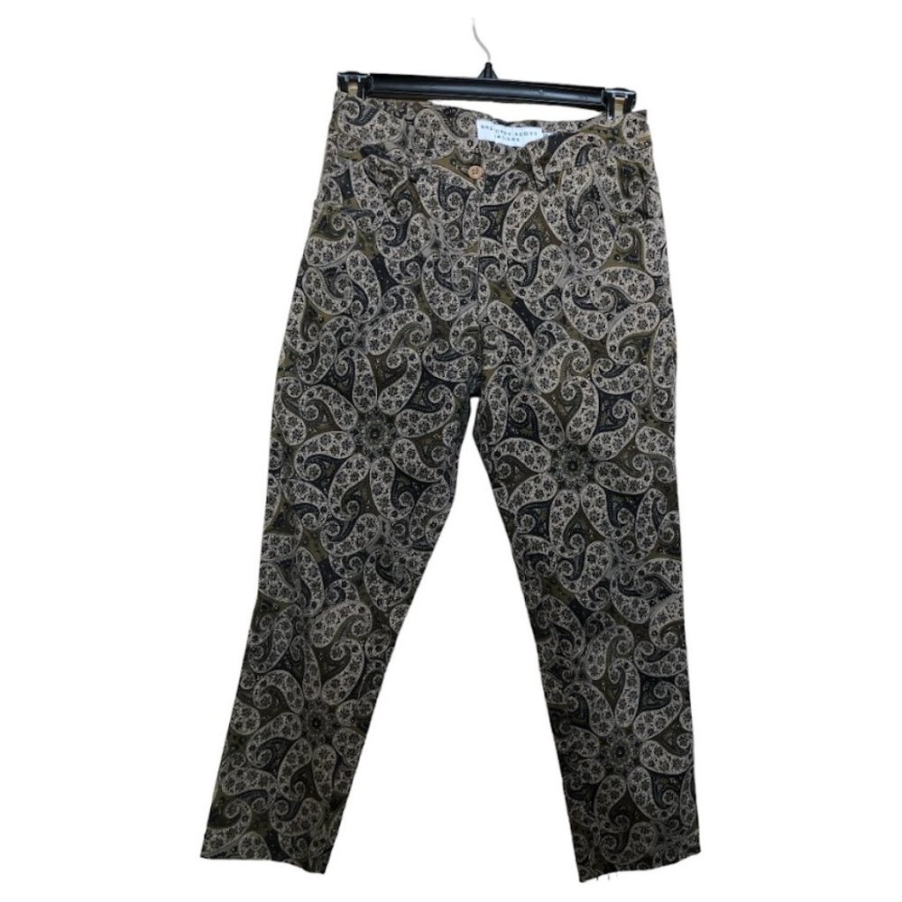 Gretchen Scott Designs 3/4 Length Jean Paisley Brown Beige Stretch XS